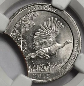 2015 NGC 20% Curved Clip Kisatchie Quarter Mint Error Rare Huge Planchet Clip - Picture 1 of 4
