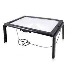Glass Hands-Free Large Rectangular Desktop Reading Magnifying Glass with 4 LED