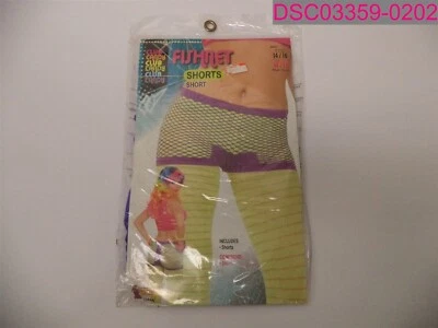 Club Candy Purple Fishnet Shorts Costume Clothing Adult One Size Up to 14/16 - Image 1 of 4