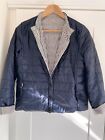 Weekend Max Mara Quilted Down Feather Reversible Navy Striped Jacket
