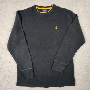 Polo Ralph Lauren Long Sleeve Waffle Knit Shirt With Yellow Pony Logo Large - Picture 1 of 6