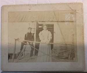 Cabinet Photo Pioneer Wife: Maude and Her Man late 1800's or 1900-ish - Picture 1 of 5