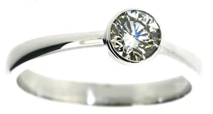 18 ct gold ring diamond solitaires engagement white size N round 0.43ct hallmark - Picture 1 of 24