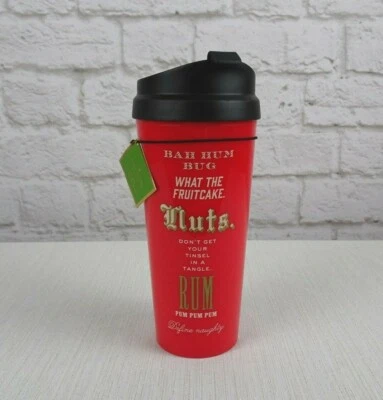 Taza Térmica Kate Spade Bah Hum Bug Vaso Con Tapa Vacaciones Navidad 16 OZ NUEVO Foto 1 de 4