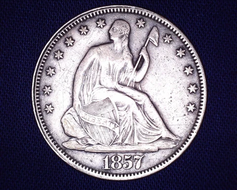 1857 P Seated Liberty Half Dollar Great Details V-1 Res.  1,988,000 Minted #S174 Cover