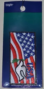 Applique- Iron On - Red, White, Blue American Flag w/ White Dove of Peace - Picture 1 of 2