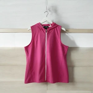 Lauren Ralph Lauren Jacket Womens XL Pink Hoodie Sleeveless Full Zip Barbie Cozy - Picture 1 of 9
