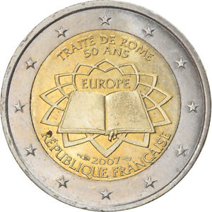 [#824516] Frankreich, 2 Euro, Traité de Rome 50 ans, 2007, Paris, VZ, Bi-Metalli