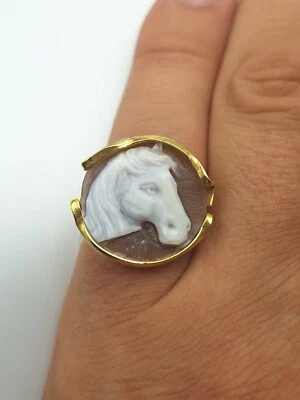 ANELLO IN ARGENTO 925% CON CAMMEO SARDONICO , ANELLO DONNA , ANELLO CON CAMEO   - Immagine 1 di 4