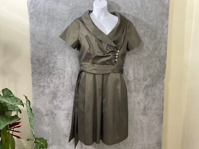 Julian Taylor Holiday Cocktail Party Belted Dress women’s 16W green jeweled zip - Image 1 of 4