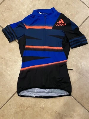 Adidas Women Cycling 2 ADISTAR JERSEY Tech Indigo App Solar Red Sz S|$160 FJ6599 - Image 1 of 3