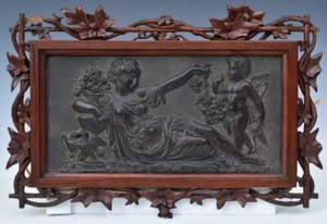 Antique Classical Basalt Plaque with 12"x18" Black Forest frame, 19th century - Picture 1 of 5