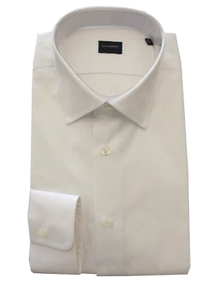 Camicia Uomo Slim Fit artigianale bianca collo classico 100% cotone - Immagine 1 di 2