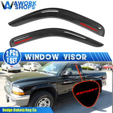 Fit 97-04 Dodge Dakota Regular Cab Window Visors Wind Shade Guard w/ Red Sport