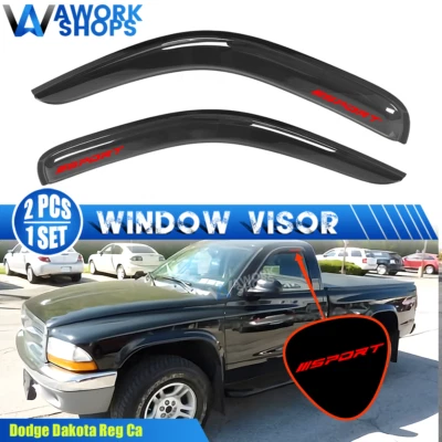 Fit 97-04 Dodge Dakota Regular Cab Window Visors Wind Shade Guard w/ Red Sport Foto 1 de 4
