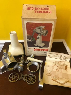 Rival Grind-O-Mat Blanco Modelo 303 Molinillo de Carne Picadora de Alimentos Caja Manual Completo Foto 1 de 4