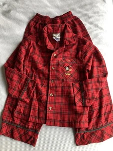 Disney Store Flannel Pajama Mickey Mouse Red Plaid Embroidered -Size Child XS - Picture 1 of 8
