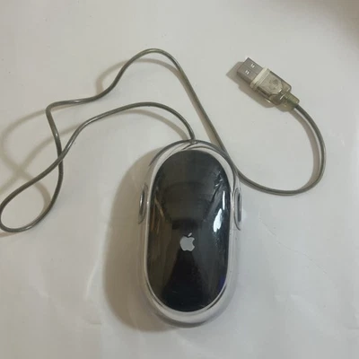Apple Pro Mouse M5769 Wired USB Optical Mouse 24” Cord Tested Works Clear/Black - Image 1 of 4