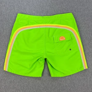 Sundek Rainbow Board Shorts Mens 34 Hi-Viz Green 6" Ins. Mesh-Lined Surf Bright! - Picture 1 of 15