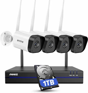 Kit Videosorveglianza Wifi 3MP, NVR 10CH 5MP E 4 Telecamere Wireless Con Disco R - Foto 1 di 12