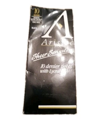 Vintage Aristoc One Size Black Sheer Sensation 10 Denier Tights With Lycra ~ New - Image 1 of 2