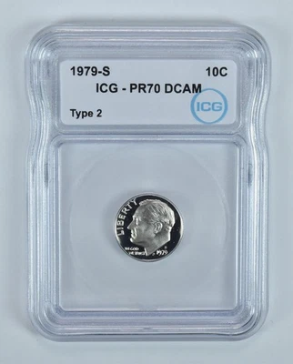 1979-S Roosevelt Dime Type 2 PR70 DCAM ICG *9365 - Image 1 of 4
