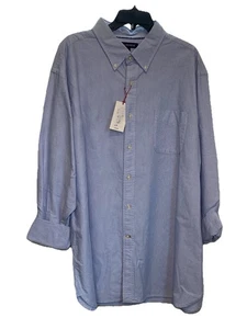 Camisa de vestir para hombre nueva con etiquetas D. Cremieux talla XXL azul a rayas con botones - Imagen 1 de 10