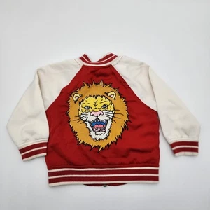 OshKosh B'Gosh Toddler 12M Lion Red/White Letterman Varsity Style Zip Jacket Y2K - Picture 1 of 7