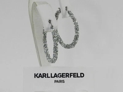 Pendientes de aro de cristal KARL LAGERFELD PARIS, 1-1/4" Foto 1 de 4