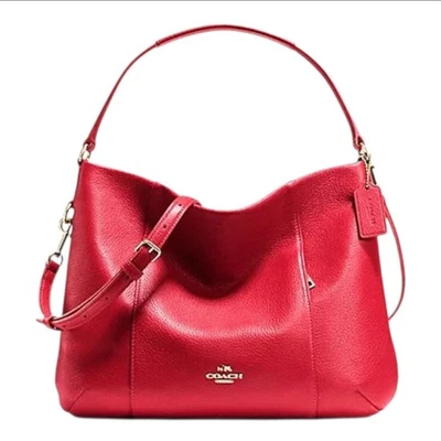 COACH East/West Isabelle Shoulder Bag in Red Pebble Leather (F35809) - Image 1 of 4
