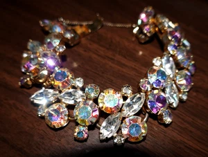 Vintage verifiziertes Juliana Armband, 5 Glieder, klare Regenbogen AB Chatons - Bild 1 von 7