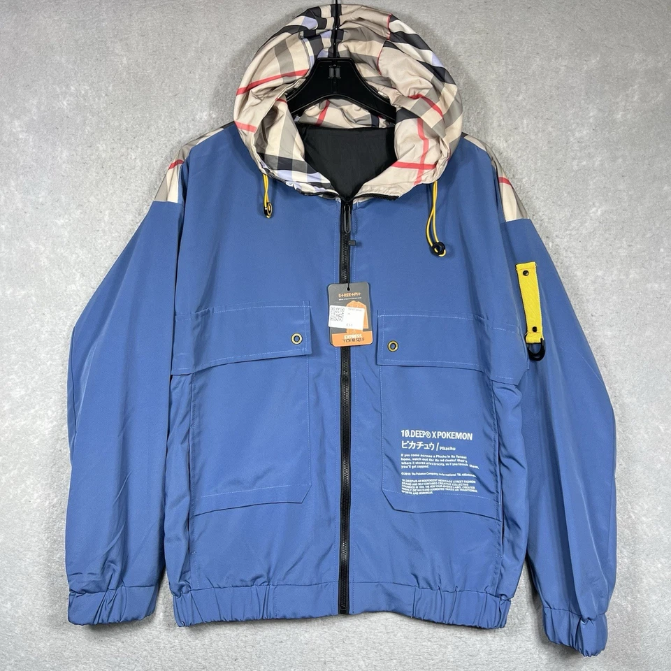 Jaqueta com capuz 10.Deep X Pokemon zíper completo Mosshino Coutube azul unissex média nova com etiquetas - Imagem 1 de 4