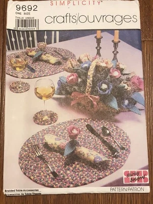 Simplicity Crafts 9692 Home Decor Placemats Coasters Basket Roll Fabric Strips - Image 1 of 3