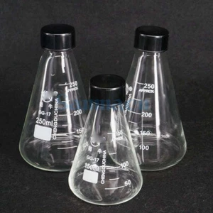 Glass 50-3000ml Conical Erlenmeyer Narrow Mouth Screw Cap Flask Lab Glassware - Picture 1 of 53