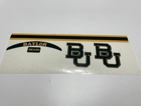 Baylor Bears Green & Gold "BU" Mini Football Helmet Decal Set Cover