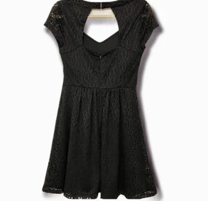Kaari Blue black lace back Romantic Goth key hole dress-Small - Picture 1 of 9