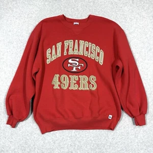 Vintage San Francisco 49ers Sweatshirt Size Large Red Russell Made in USA 90s - Picture 1 of 12