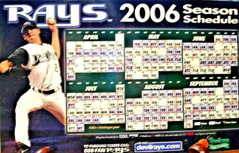 TAMPA BAY RAYS MEMORABILIA 2006 Magnetic Calendar. Perfect condition Cover