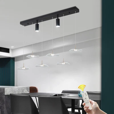 Lámpara Colgante LED Moderna Regulable Negra 8 Luces Flor Accesorio Control Remoto Foto 1 de 4