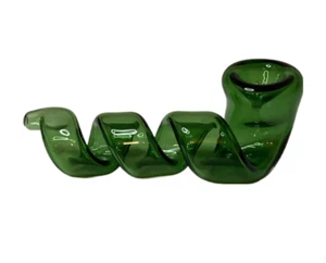 Corkscrew Deep Green Glass Hand Pipe | 4.5" - Picture 1 of 3