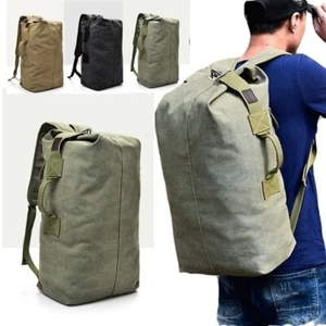 Canvas Backpack Mens Bag Sports Duffle Bag Travel Hiking Fishing Campong Bags - Picture 1 of 27