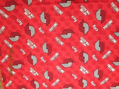 PORTLAND TRAILBLAZER NBA   100% COTTON 1 YARD PIECE BRAND NEW DESIGN - Image 1 of 4