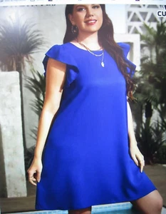 Königsblaues Damen/Teens Kleid mit Schmetterlingsärmeln Gr. L Gürtel inklusive - Bild 1 von 6