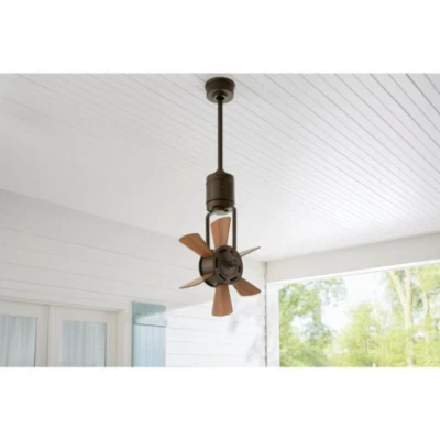 20" Small Ceiling Fan + Remote Rustic Farmhouse Windmill Patio Loft Propeller - Image 1 of 2
