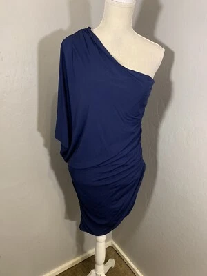 HAUTE HIPPIE Womens Blue Ruched One-shoulder Celebrity Jersey Dress Medium Foto 1 de 4