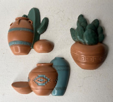 Vintage Cactus Wall Plaques Southwest Decor Burwood Homco 90s Set of 3 Pottery