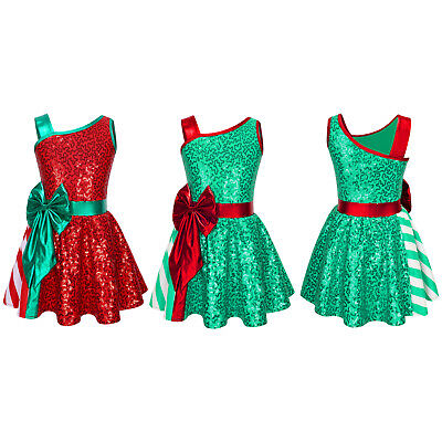 Kids Girls Shiny Sequins Christmas Dress Ballet Dancewear Ballerina Tutu Skirt • 9.77€