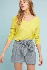 NWT Anthropologie Gingham Tie-Waist Shorts, by Cartonnier - Blue motif, size 12 - Picture 1 of 3