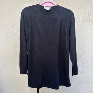Henri Bendel NY Black Long Sleeve Sweater Casual Women Extrafine Merino Wool L - Picture 1 of 6