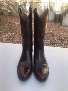 Frye Ross Braided Tall 9 1/2 D Mens Burgundy Leather Cowboy Western Boots - Picture 1 of 13